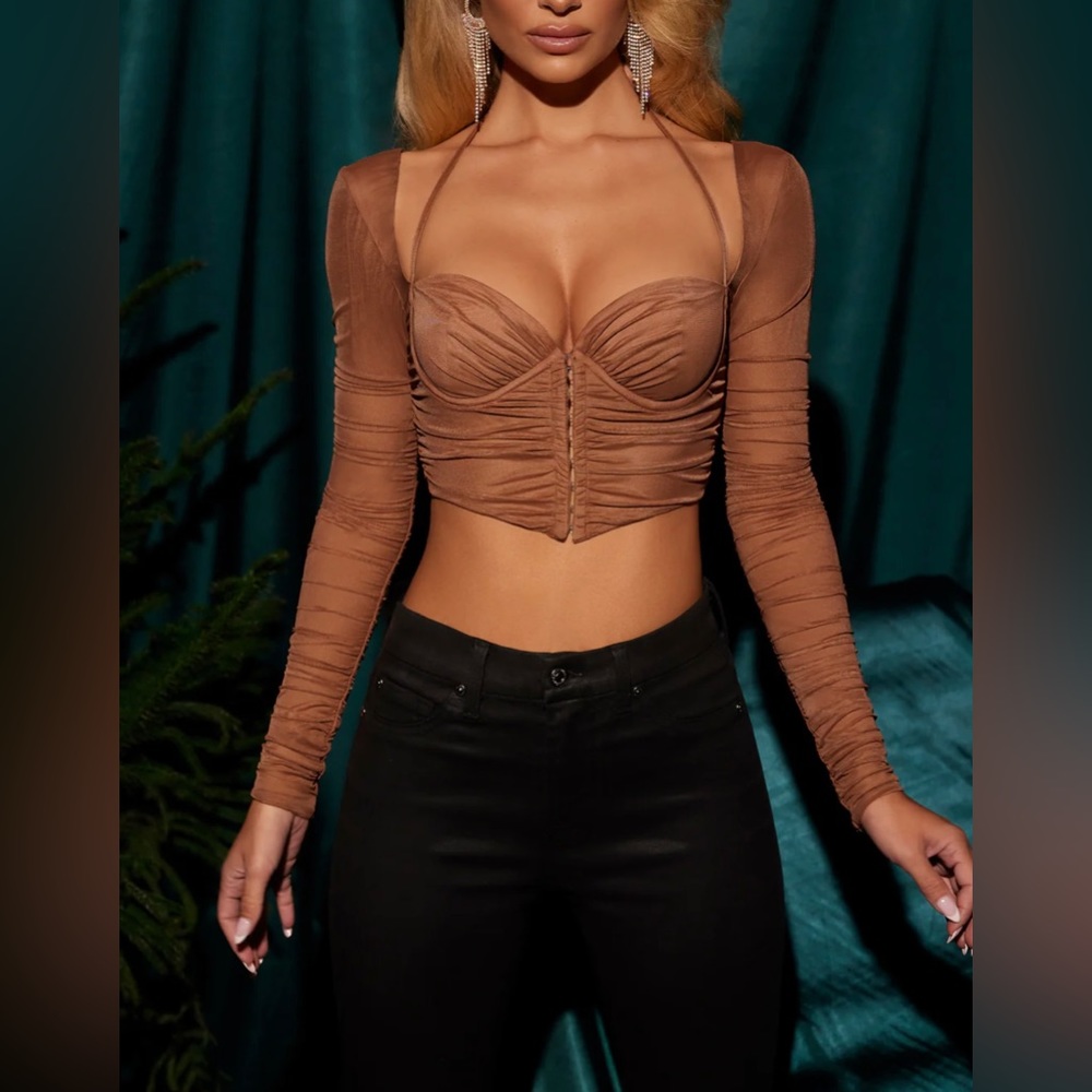 NEVER WORN Oh Polly, Size 4, Brown Corset Top